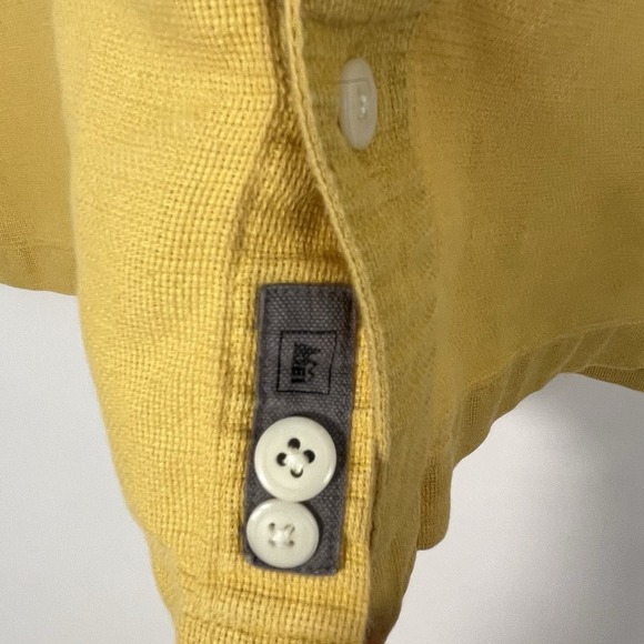 REI Shirt Men's XXL Yellow Short Sleeve Button Up Linen Cotton Blend Outdoor - Picture 8 of 9